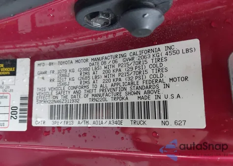 2006 Toyota Tacoma z USA, uszkodzony, nr VIN 5TENX22N46Z311932